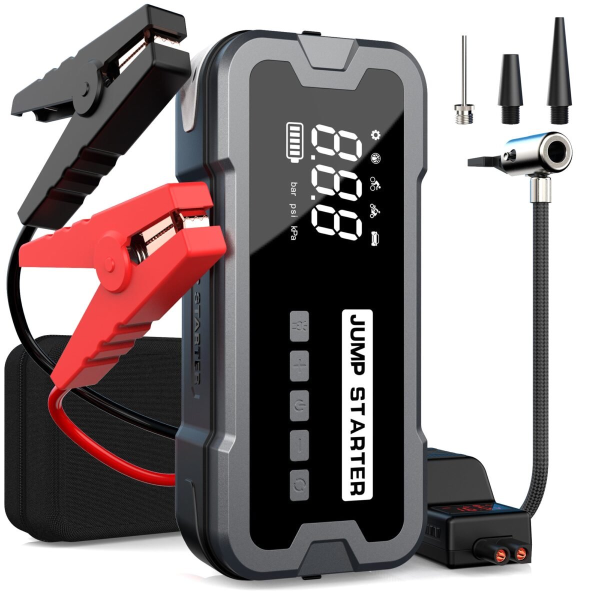 ⁦4-in-1 STARTHILFE. LUFTPUMPE. POWERBANK. TASCHENLAMPE⁩ - الصورة ⁦1⁩