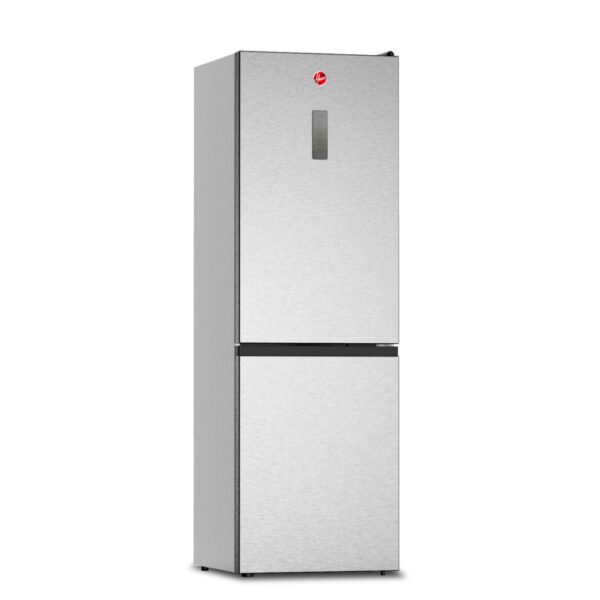 Hoover 390L Bottom Mount Refrigerator with LED Display. No Frost. Electronic Control. Adjustable Thermostat. 3 Glass Shelves. 2 Crispers. 3 Freezer Shelves. 1 Year Warranty- Inox- HBR-H390-S