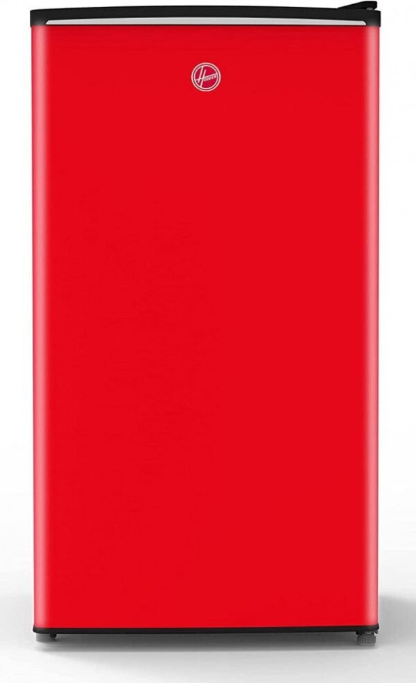 Hoover 118L Single Door Compact Refrigerator with Freezer Compartment - Mechanical Control. Adjustable Thermostat. Security Lock. 1 Removable Shelf. Defrost Feature. 1 Year Warranty. Red - HSD-K118-R