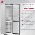 ⁦Hoover 390L Bottom Mount Refrigerator with LED Display. No Frost. Electronic Control. Adjustable Thermostat. 3 Glass Shelves. 2 Crispers. 3 Freezer Shelves. 1 Year Warranty- Inox- HBR-H390-S⁩ - الصورة ⁦5⁩