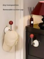⁦Suction Cup Back Door Hooks Side Hat Rack Closet Bathroom Entryway Hat Storage Bedroom Suction Cup Hooks(PACK OF 8)⁩ - الصورة ⁦2⁩