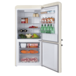 Hoover 300L Bottom Mount Retro Style Refrigerator.Total No Frost Design.Humidity Control. Electronic Control & LED Light. Silver Strip & Ice Twister.1 Year Warranty. Cream - HBR-M300-RC - الصورة 4