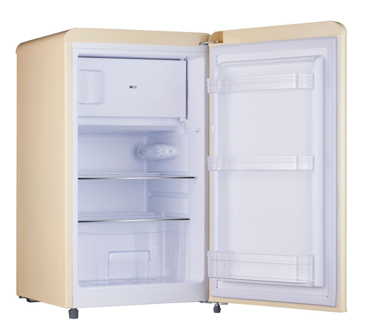 ⁦Hoover-HSD-K123RW123L Retro Style Single Door Refrigerator. Compact Free Standing Fridge with Freezer. Tempered Glass Shelves. Adjustable Thermostat. Eco-Friendly. 1 Year Warranty. Cream⁩ - الصورة ⁦3⁩