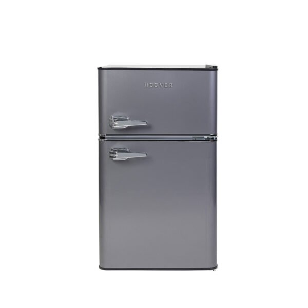 Hoover Top Mount Refrigerator - Light Retro Style. 121L Gross Capacity. Defrost. Mechanical Control. Interior Light. Silver - HTR-K121-S