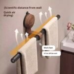 ⁦Suction Cup Walnut Towel Rack Antique Style No-Punch Wall Hanging Bathroom Towel Round Ring Bathroom Bath Towel Hanging Shelf (PACK OF 5)⁩ - الصورة ⁦2⁩