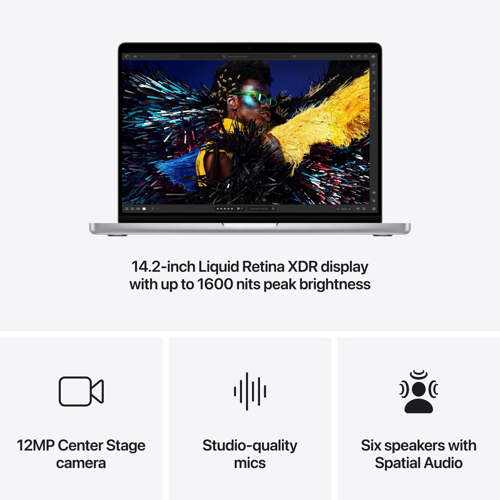 ⁦14-inch MacBook Pro: Apple M4 chip with 10-core CPU and 10-core GPU. 512GB SSD - Silver⁩ - الصورة ⁦6⁩