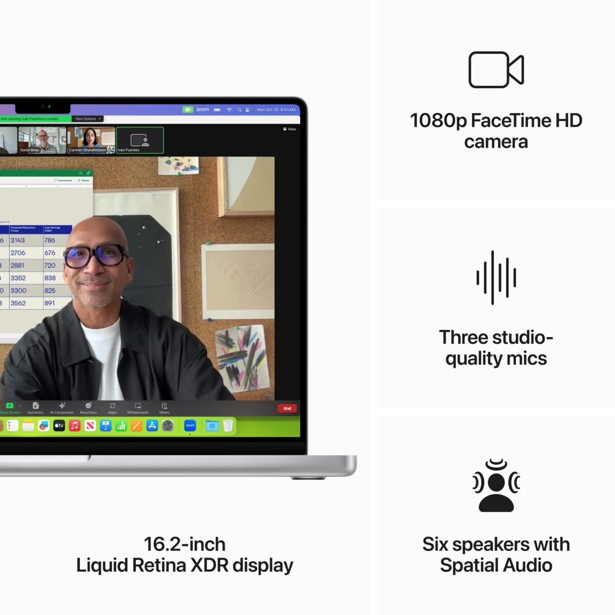 ⁦16-inch MacBook Pro: Apple M3 Max chip with 14‑core CPU and 30‑core GPU. 1TB SSD - Silver⁩ - الصورة ⁦5⁩