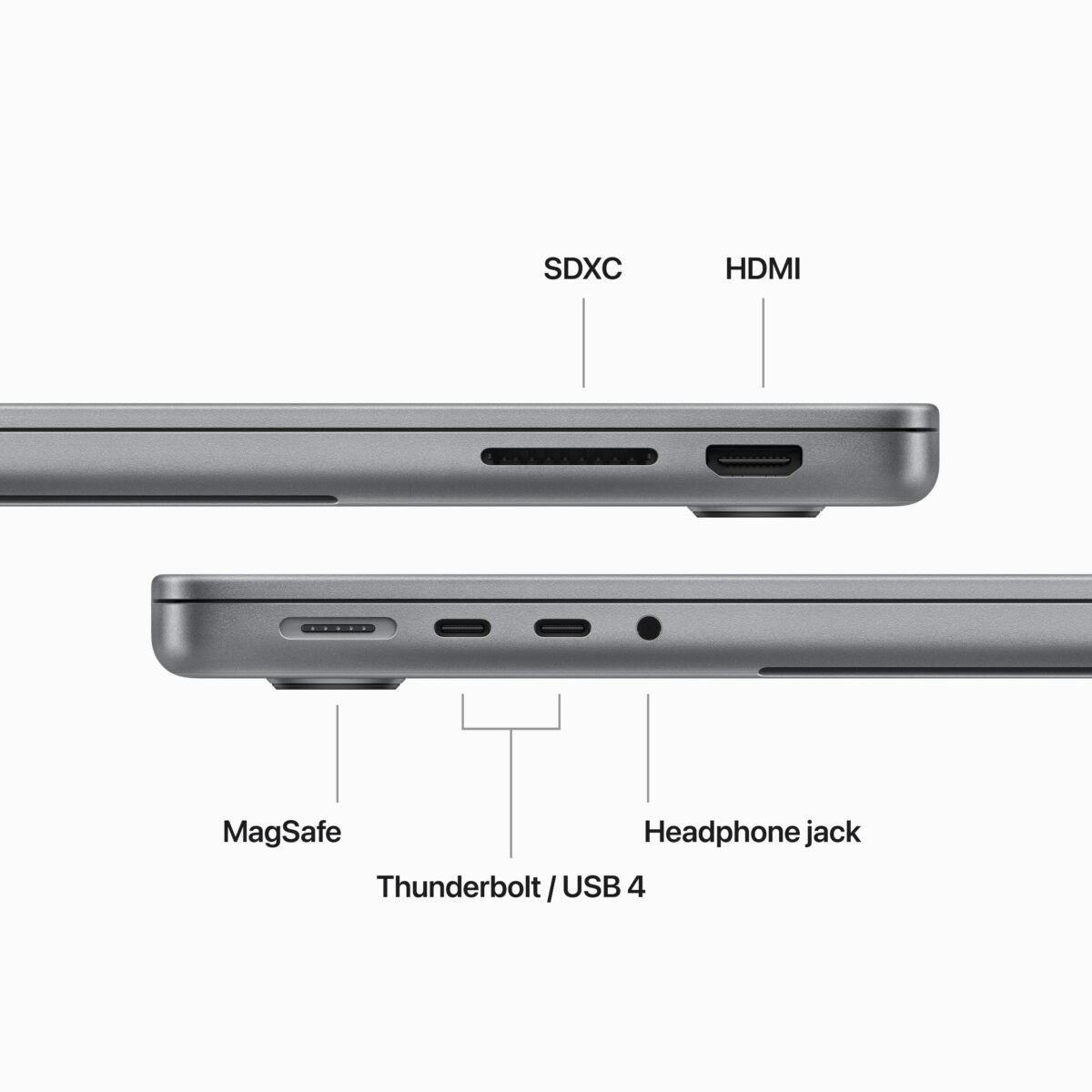 ⁦14-inch MacBook Pro: Apple M3 chip with 8‑core CPU and 10‑core GPU. 512GB SSD - Space Gray⁩ - الصورة ⁦6⁩