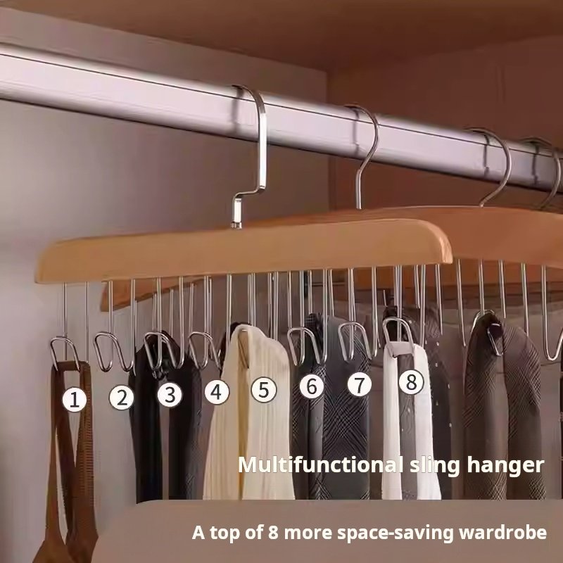 Y-1.jpg Wooden sling hangers multifunctional underwear undershirt storage artifact household solid wood hooks wave drying rack (PACK OF 20) - الصورة 1