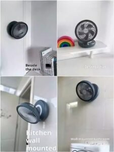 Fan rechargeable portable hovering folding circulation fan office home kitchen car desk wall dual-use - الصورة 3