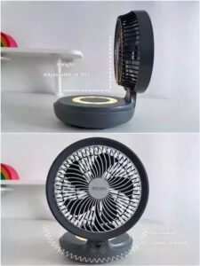 Fan rechargeable portable hovering folding circulation fan office home kitchen car desk wall dual-use - الصورة 4