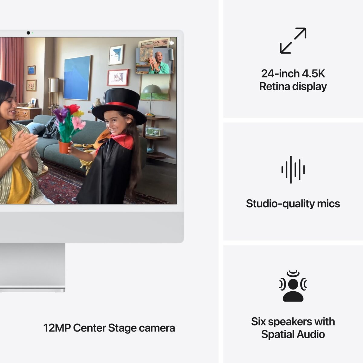 ⁦24-inch iMac with Retina 4.5K display: Apple M4 chip with 8-core CPU and 8‑core GPU. 256GB SSD - Silver⁩ - الصورة ⁦7⁩