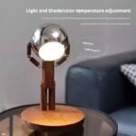 ⁦Penalty Spaceman Table Lamp Bedroom Bedside Living Room Ambiance Table With Solid Wood Desktop Arrangement Rechargeable Three Colors Infinitely Dimmable Brightness⁩ - الصورة ⁦3⁩