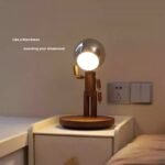 ⁦Penalty Spaceman Table Lamp Bedroom Bedside Living Room Ambiance Table With Solid Wood Desktop Arrangement Rechargeable Three Colors Infinitely Dimmable Brightness⁩ - الصورة ⁦4⁩