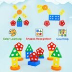 ⁦Montessori Toys for 1 to 3-Year-Old Boys Girls Toddlers. Wooden Sorting & Stacking Toys for Toddlers and Kids Preschool. Educational Toys. Color Recognition Stacker Shape Sorter. Learning Puzzles Gift⁩ - الصورة ⁦7⁩