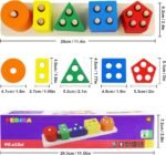 ⁦Montessori Toys for 1 to 3-Year-Old Boys Girls Toddlers. Wooden Sorting & Stacking Toys for Toddlers and Kids Preschool. Educational Toys. Color Recognition Stacker Shape Sorter. Learning Puzzles Gift⁩ - الصورة ⁦6⁩